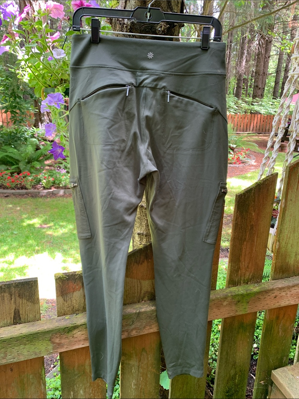 Athleta Olive Cargo Jogger Pants with Zip Pockets - Picture 3 of 5